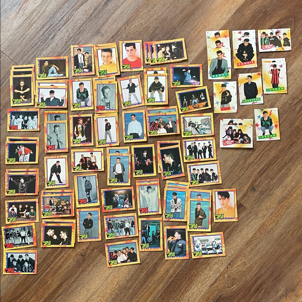 Vintage 90s New Kids on The Block trading cards.